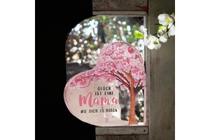 Mother's Day & Christmas Gift Double Sided Flower Plant Pattern Heart-shaped Acrylic Ornament I Love My Mother