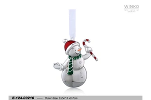 Winko XMAS ORN Christmas Ornament Hanging Decoration Snowman Ornament W/ Candycane Decoration, Sil Pl/Lacq.