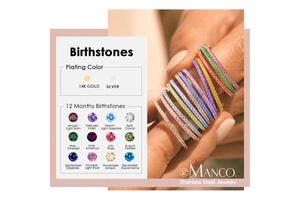 eManco Exquisite Gorgeous Birthstone Multi-Color Crystal Rings Stainless Steel PVD for Women Daily Party Festival Dropshipping