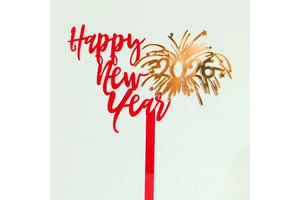 Wholesale Cheap 2026 New Year Theme Party Cake Decoration Acrylic Gold Red Customizable Happy New Year Valentine's Day Easter