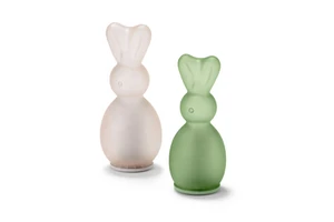 Wholesale High-quality Colored Glass LED Bunny and Rabbit Desktop Decoration with Timing Function Suitable for Easter 2/set