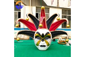Giant Multi-Color Venetian Jester Mask Inflatable Carnival Decor with Built-In Fan & Easy Setup-Durable Oxford Material