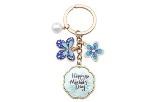 Factory Direct Custom Mothers Day Keychain Personalized Metal Enamel Keyring with Charm Pendant for gifts