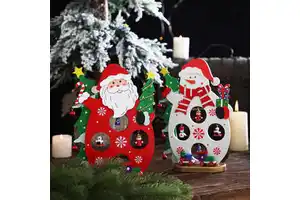 Creative Holiday Gift Desktop Ornaments Christmas Toys Handcrafted Wooden DIY Santa Claus Snowman Ornaments