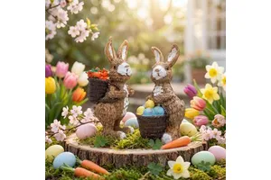 New Cross Border Resin Easter Bunny Holiday Decoration for Home Desktop Gift