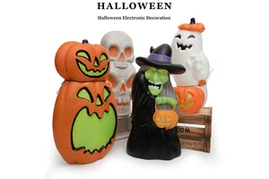 Halloween Outdoor Garden Stake Decorations Glowing Ghost Pumpkin Skeleton Witch Yard Lawn Walkway Party Scene Decor