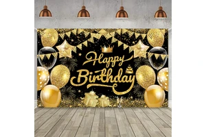 1PCS Gold Glitter Birthday Party Backdrop Balloon Star Booth Banner Poster Backdrop Adult Theme Party Decoration Supplies Gifts
