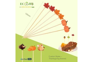 Thanksgiving Turkey Cocktail Picks Disposable Bamboo Party Toothpicks Fall Harvest Food Skewers for Party Decoration