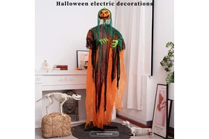 Halloween Plastic Rag Pumpkin Station Ghost Independent Packaging Removable Battery Operated Electric Induction Decoration