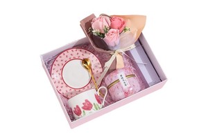 Ins Style Mothers Day Gift Set with Fans Coffee Mug Towel Umbrella Unique Thank You Gifts Box for Women