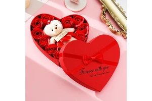 Christmas/Valentine's Day Gift Mother Day Holiday Gift Bear With Heart Gift Box Soap Flower