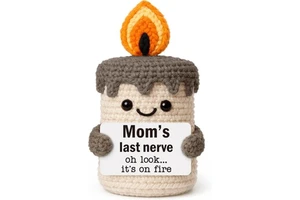 Christmas Mothers Day Birthday Gag Gifts for Mom Mother Mama Mommy - Cute Handmade Crochet Candle Mom's Last Nerve Gift Ideas