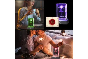 3D Rose Crystal Crafts Birthday Valentine's Anniversary Mother's Day Christmas Gifts for Wife Girlfriend Partner