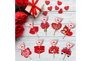 DAMAI Valentine's Day Party Supplies Paper Topper Red Heart-shaped Decoration for Women and Girls