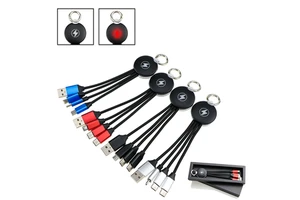 Custom Logo New Product Ideas 5V/2A Keychain Charger 3 In 1 USB Cable Promotional Business Gift Set For Men & Women