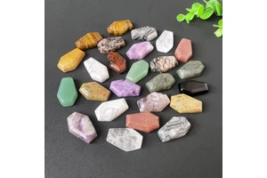 Wholesale Natural Semi-precious Stone Crafts Multi Materials Mini Crystal Coffins for Halloween Home Decoration Fashion