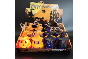 LED Pumpkin Ghost Lantern Lamp Halloween Scary Candle Light Hanging Decoration for Home Kids Toy & Horror Props for Parties