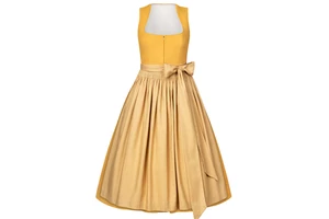 Lemon Yellow Oktoberfest Dirndl Dress Women Bavarian Traditional Costume German Beer Festival Outfit Supplier Silk & Linen