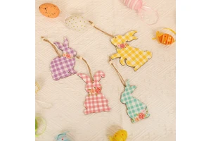 Cross-border New Crown Easter Set Color Rabbit Pendant Wooden Crafts Scene Dress Up Props