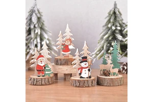 Christmas New Products Christmas-themed Wooden Christmas Tree Tabletop Decoration Santa Claus Holiday Supplies