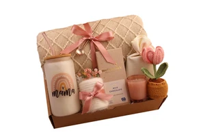 2025 Idea Unique Self Care Gift Basket Women Gift Set Promotion Mother's Day Rose Flower Candles Blanket Mug Gift Sets for Mom