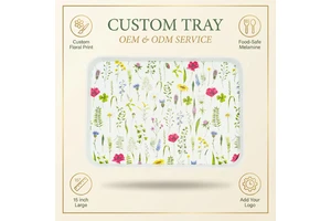 ODM Country Serving Tray 15 Inch Large Melamine Dinnerware Flower Platter Shatterproof For Restaurant Easter Home Gift