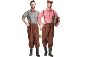 Halloween Cosplay Men's Outfit Male Oktoberfest Lederhosen Costume Bavarian Octoberfest German Beer Costume Suspenders Trousers