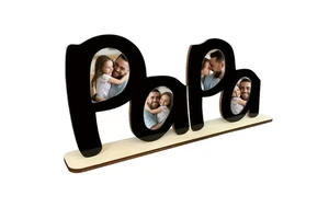 Father's Day Wooden Photo Frame Papa Dad Letter Shaped Tabletop Decoration Personalized Photo Gifts for Dad From Kids