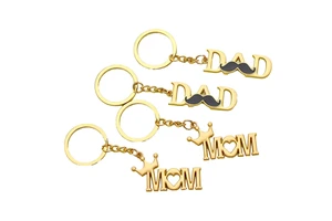 New Mother's Day Father's Day Metal Keychain Gifts Meaningful Gold Silver English Letter Mom Dad Keychain Gifts for Women Men