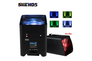 Shehds Wireless Remote Control Wifi APP Smart LED Par 6x18W RGBAW+UV Lighting Price Wedding Stage Lightingrgb Battery Light Par