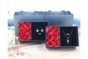 Valentines Day Gift 2023 Soap Rose Flower Gift Set Necklace Eternal Roses Gift Box Anniversary Valentine's Day