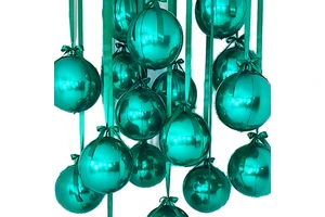Party Balloon Supplies Metal Chrome Colorful Round 4D Balloon with Silk Ribbon Free Helium for Birthday Wedding Party Decoration