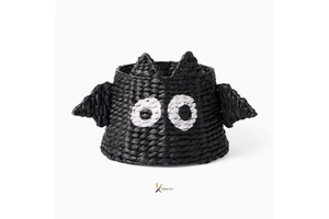 Cute Pumpkin Halloween Decoration Basket Candy Bag Home Decor Handmade Natural Rattan Water Hyacinth Durable Non-Toxic KV
