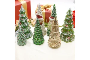 2025 New Product Christmas Decoration Desktop Glass Tree with Lights Christmas Luminous Night Lights Trees Crafts for Party