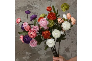 Artificial Silk Ranunculus Flower Stem Faux Silk Flower 51cm for Wedding Home Vase Table Centerpiece Decor