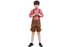 Lederhosen Bavarian Octoberfest Festival Party Clothes Carnival Costumes for Child Ecoparty Oktoberfest Costume for Kids Boys