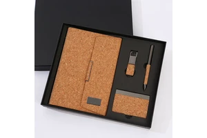 Luxury Environmental Protection Wood Material Gift Set Keychain Notebook Pen Promotional Business Gifts Father'S Day Customized
