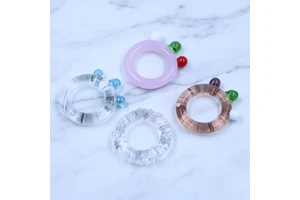 Lampworking Murano Glass Folk Art Glass Sweety Jewelry Candy Colored Ring for New Year and Women's Occasions