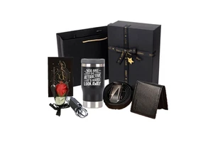 Lunaire 7pcs Men's Gift Set With Wallet Belt Coffee Mug Valentine's Day Gift Set for Husband Birthday Father's Day Gifts
