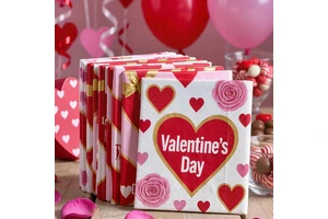 Valentine's Day Party Supplies Set Eco Friendly Disposable Love Themed Paper Tissues for Romantic Wedding Dinner Party