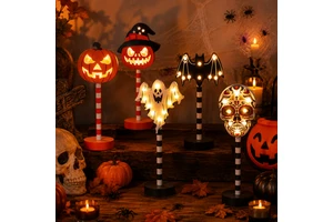 Halloween Party Decorations Hot Selling Ghost Festival LED Night Lights Pumpkin Skull Ghost Wooden Decorative Lanterns