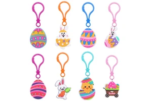 Promotional Custom Shape Rubber Easter Bunny Anime Design Carabiner Keychain Waterproof UV Printed DM Brand Lightweight Factory