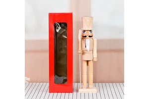38cm DIY Unpainted Blank Solid Unfinished Wooden Nutcracker With Axe For Ornament