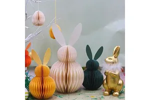 Large and Small Set Easter Bunny Honeycomb European and American Party Decoration Bunny Hanging Ornaments Eco-Friendly Paper