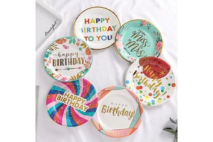 Wholesale Children's Birthday Party Disposable Plates Picnic Paper Plate Sets for Happy Birthday Party Decor