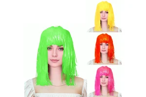 Neon Foil Tinsel Wigs Glow Dark Hot Selling Reusable Party Supplies Shiny Wig for Women Men Adults Photo Booth Birthday