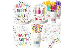 6 Inch Happy Birthday Party Supplies Decorations Kids Birthday Party Supplies Sets Paper Plates Disposable Dinnerware Sets