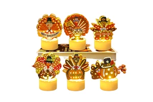 Huangpai 2025 Thanksgiving Holiday Supplies Turkey Tea Light LED Flameless Candles Portable Home Kitchen Party Fall Hot Selling