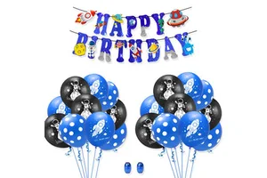 Space Birthday Party Decorations Happy Birthday Party Supplies With Banner Set Boys Girl Kids Party Balloons for UFO Theme Party