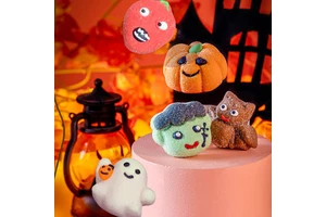 Halloween Children's Assorted Marshmallow Candies Pumpkin Lantern Green Ghost Shapes 10g/pc 500pcs/box Bulk Coated